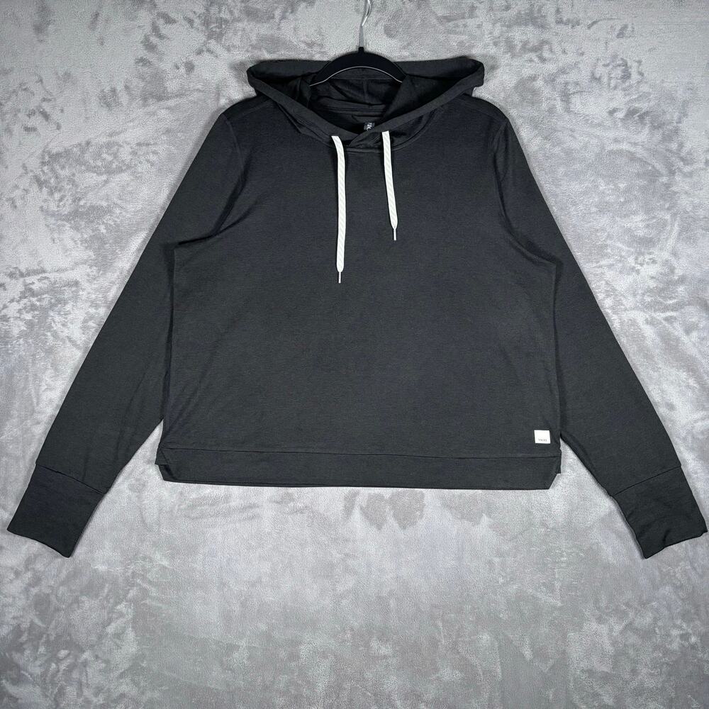 Vuori Women’s XL Halo Essential DreamKnit Cropped Pullover Hoodie Black